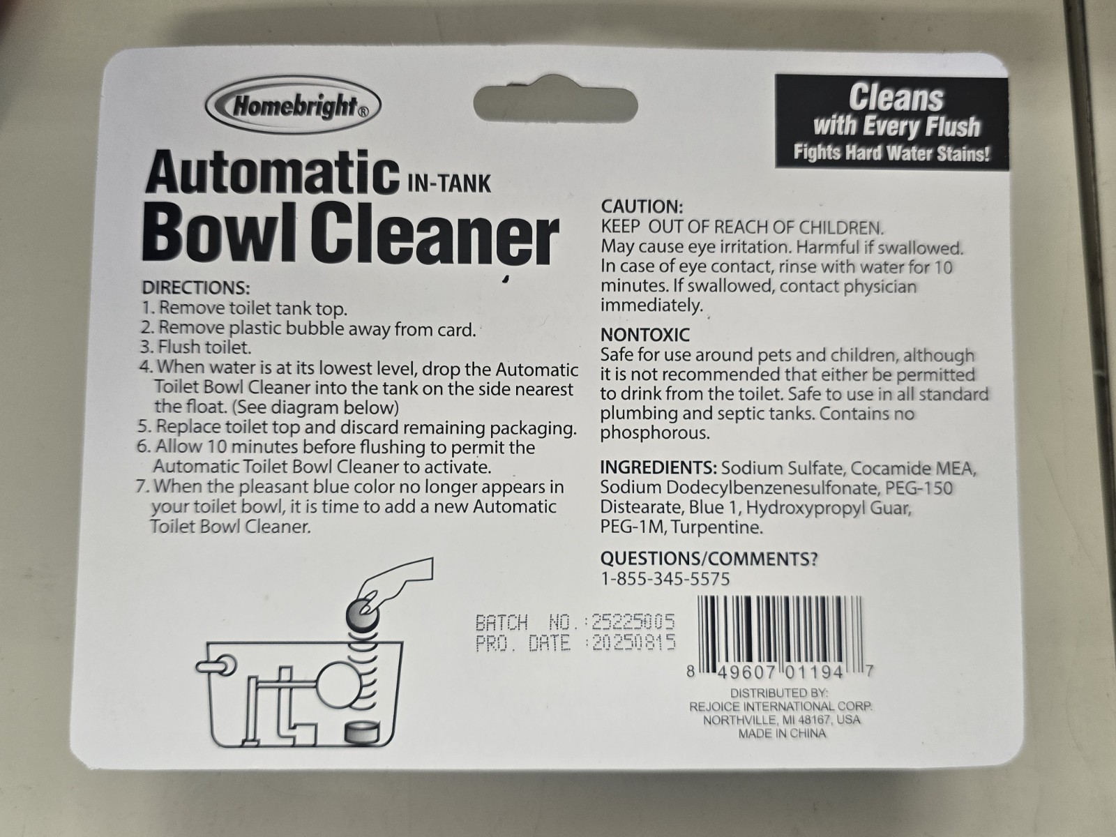 Homebright In-Tank Toilet Bowl Cleaner Tablets 3 Pack Cleans Every Flush