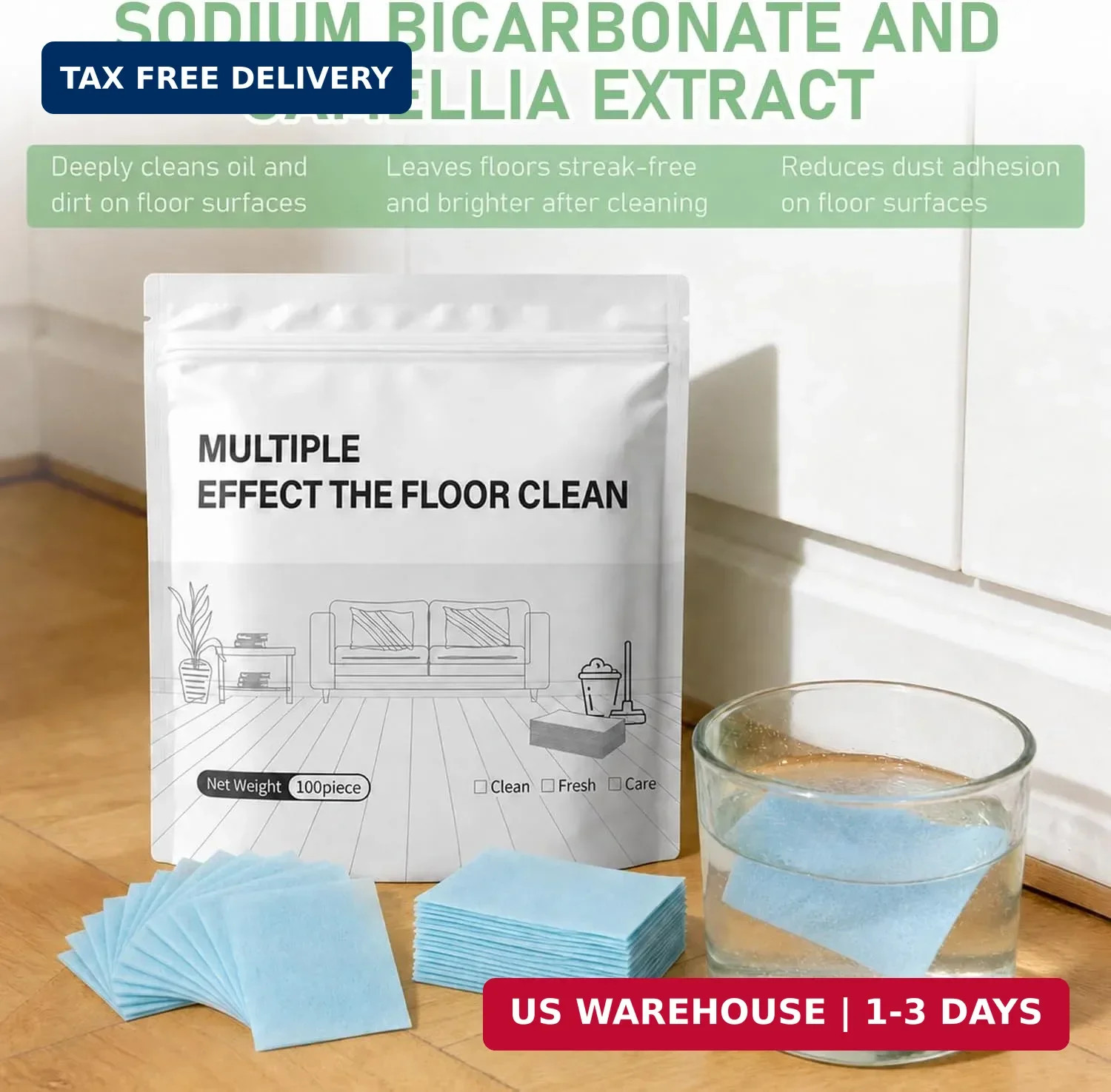 2Pcs Multi Purpose Floor Cleaning Sheet,Quick Shine Floor Cleaner,Multiple Effec