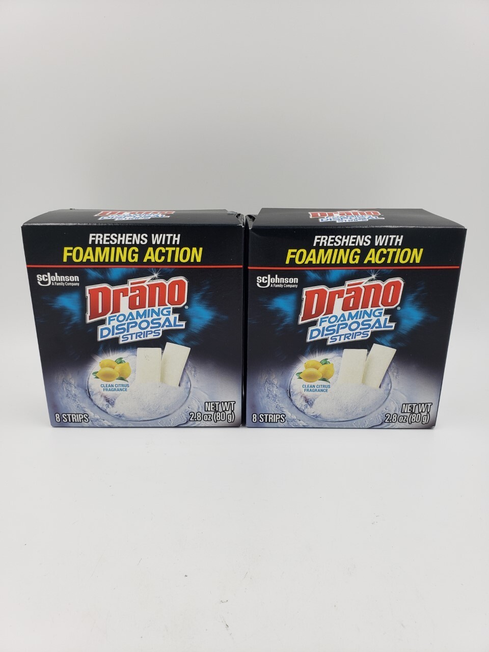 Drano Foaming Disposal Strips Clean Citrus Fragrance 8 Strips Per Box – Lot of 2