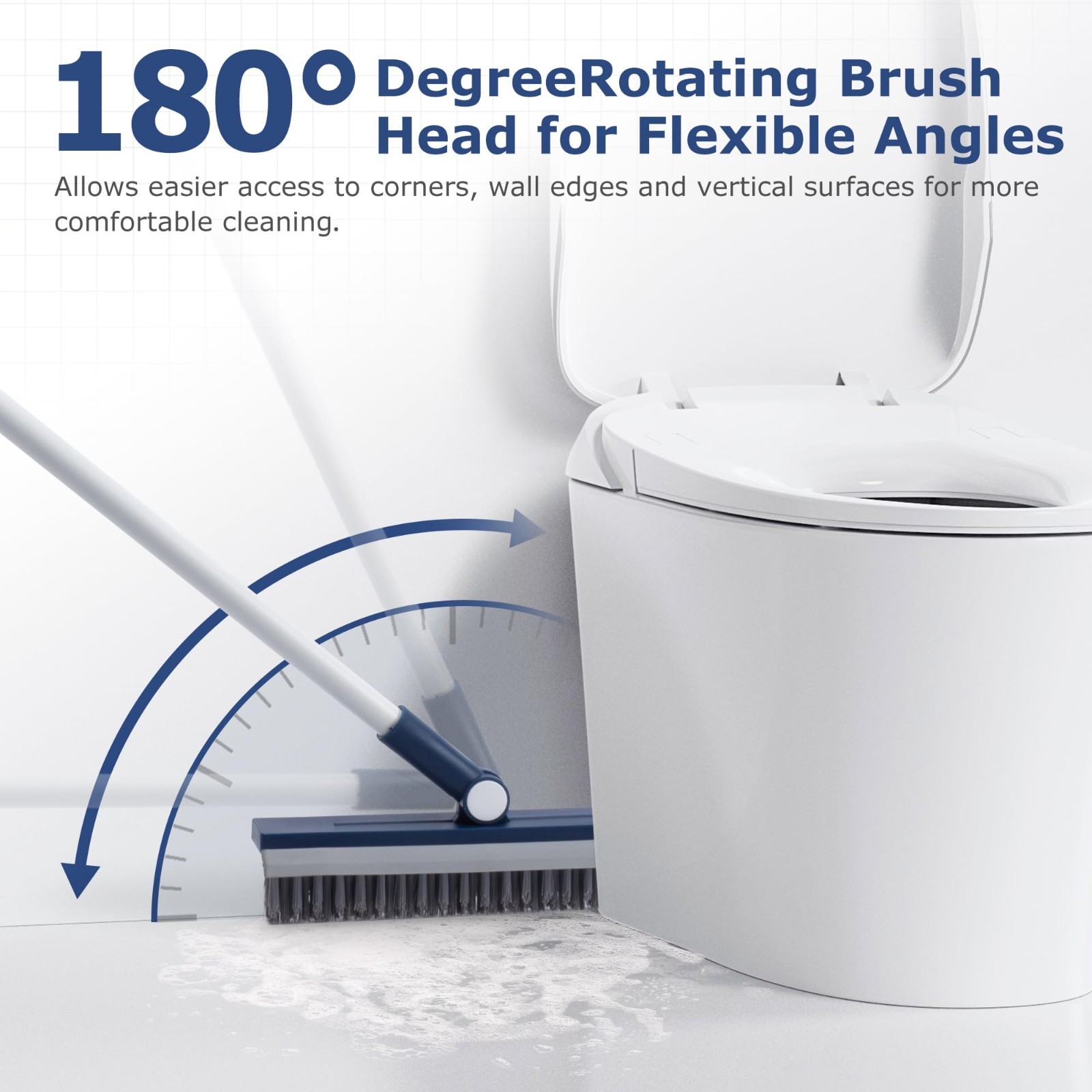 Long Handle Grout Brush – Stiff Bristles for Tile Floors, Shower, Kitchen & Bath