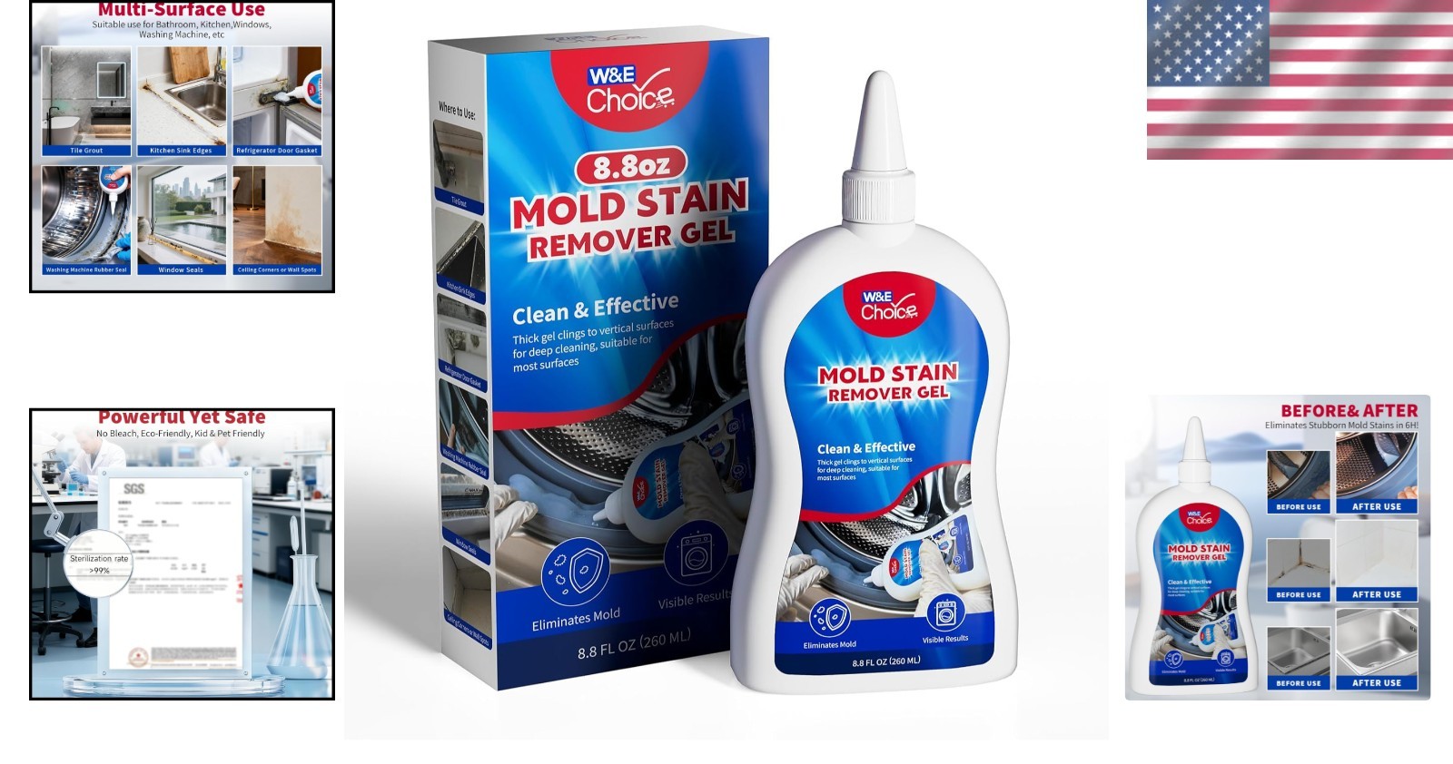 Heavy-Duty Mold Stain Remover Gel – 8.8 Fl Oz, No Scrub & Safe for All Surfaces