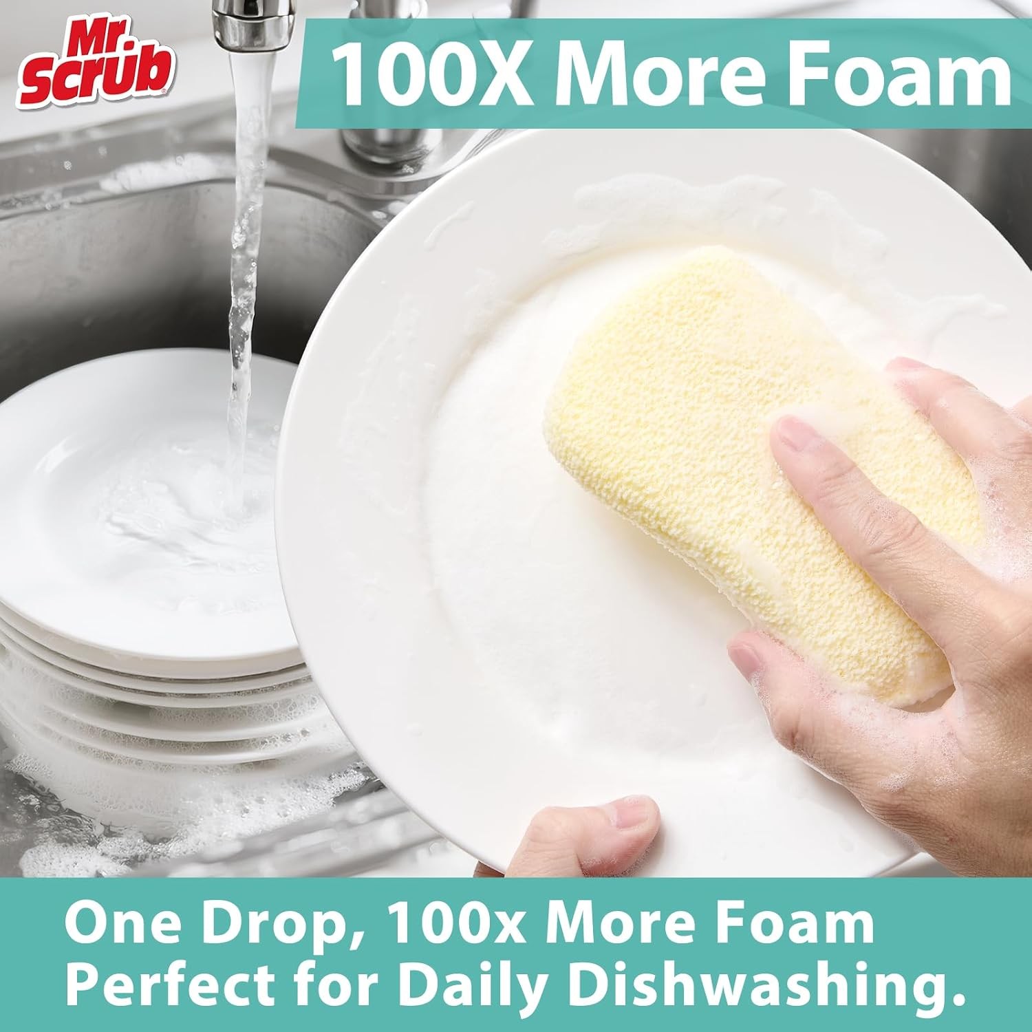 Mr. Scrub Sponges Kitchen Scrub Dish Sponge Scouring Pad, 6 Pack Cleaning Brush