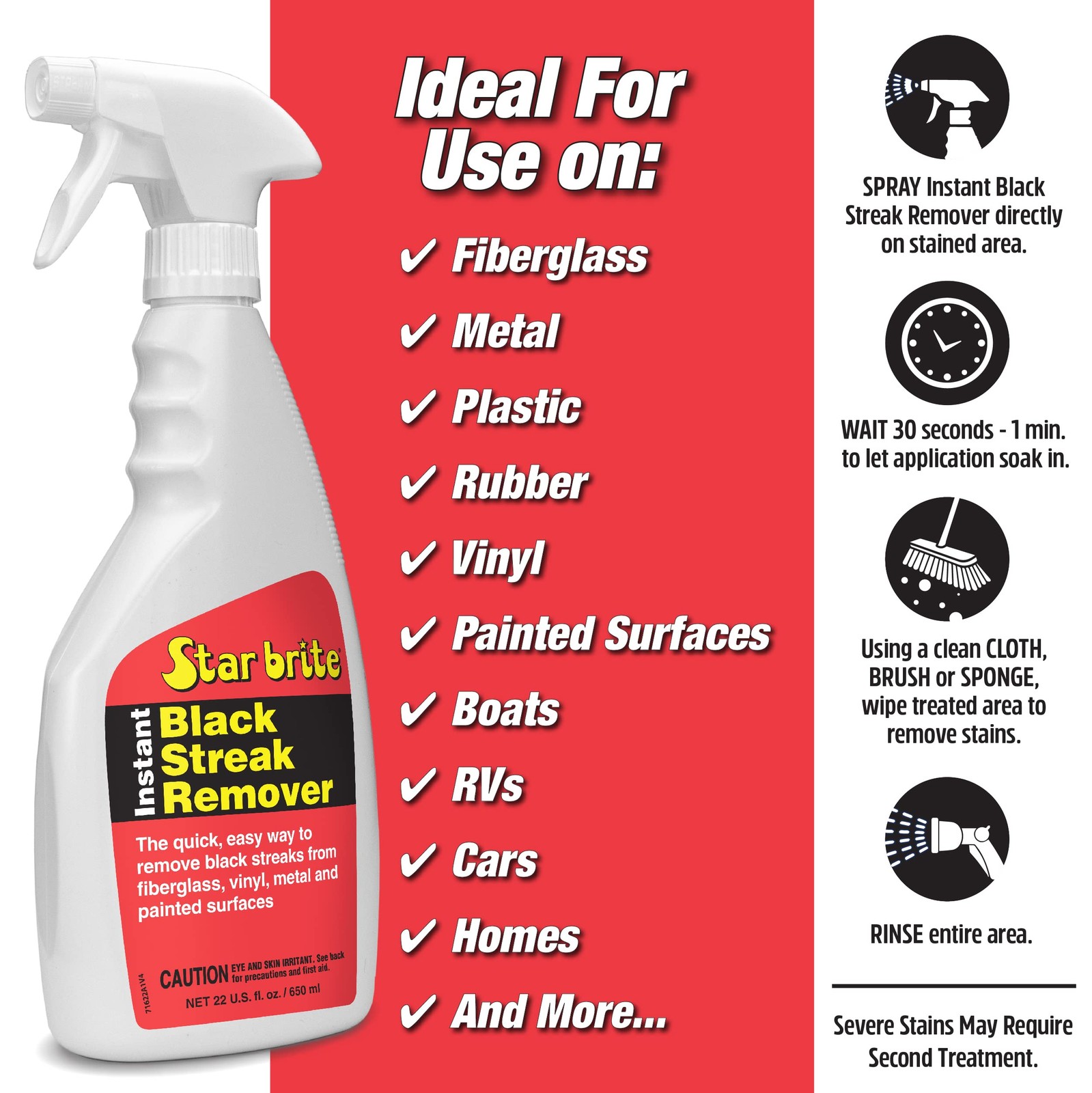 STAR BRITE Instant Black Streak Remover Multi Surface Cleaner 22 Fl Oz