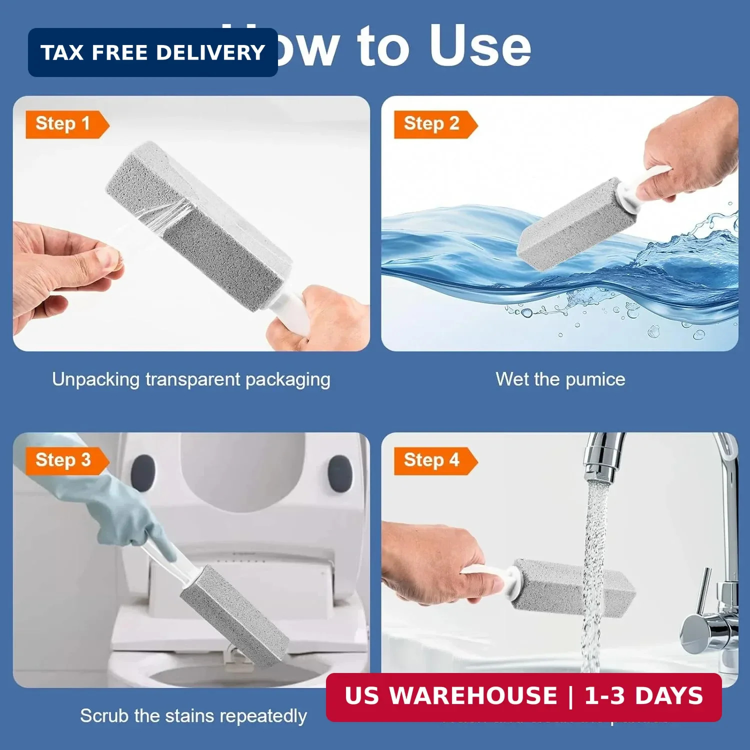 5 Pack Pumice Stone Toilet Cleaner w Handle Hard Water Ring Rust Remover
