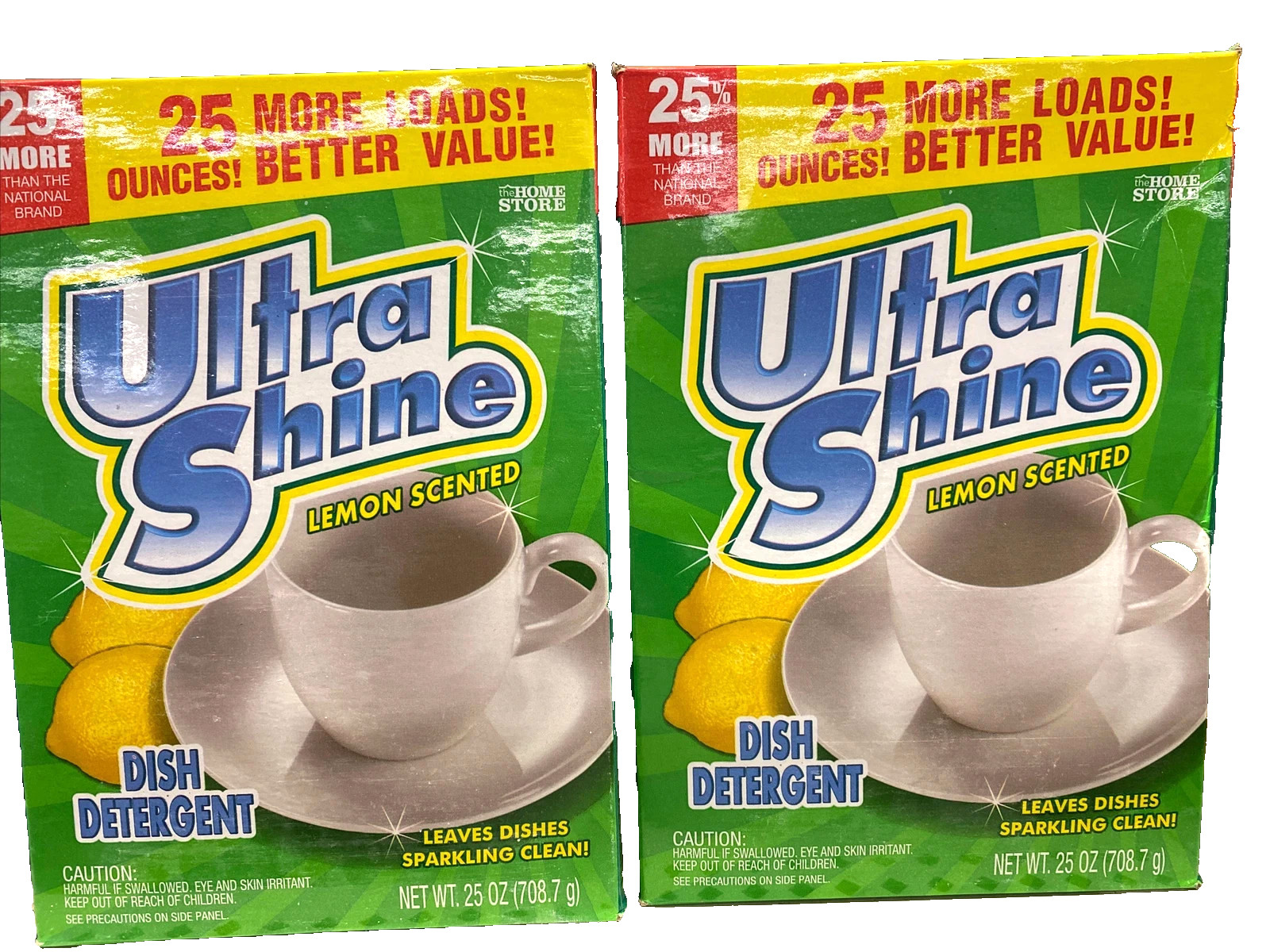 Lot (2) The Home Store Ultra Shine Lemon Scented Dish Detergent 25 oz FREE SHIP.