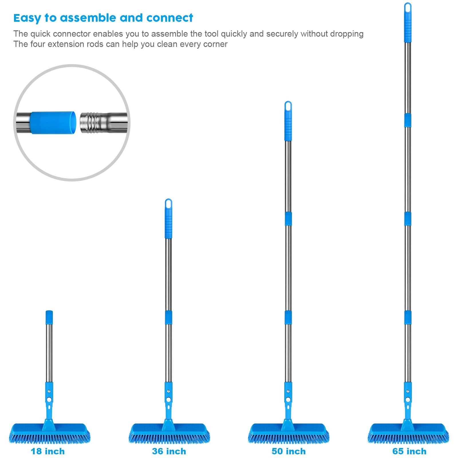 Window Squeegee，5 in 1 Bendable Head Window Squeegee for Home，61”Extension P…
