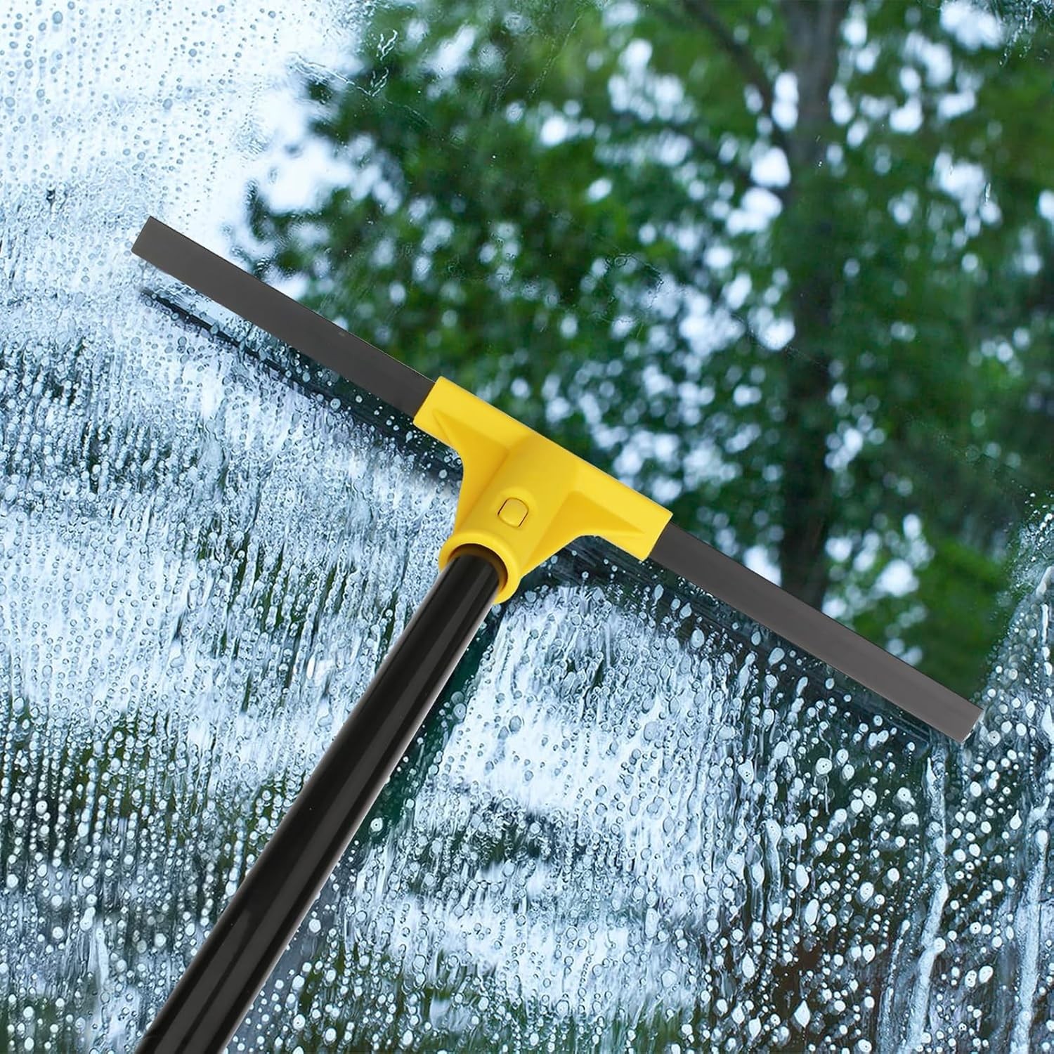 Squeegee Broom for Floor, 18” Heavy Duty Rubber Wiper with 60” Long Handle for