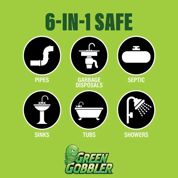 Green Gobbler Industrial Strength Drain Clog Remover & Cleaner Liquid Gel- 64oz,