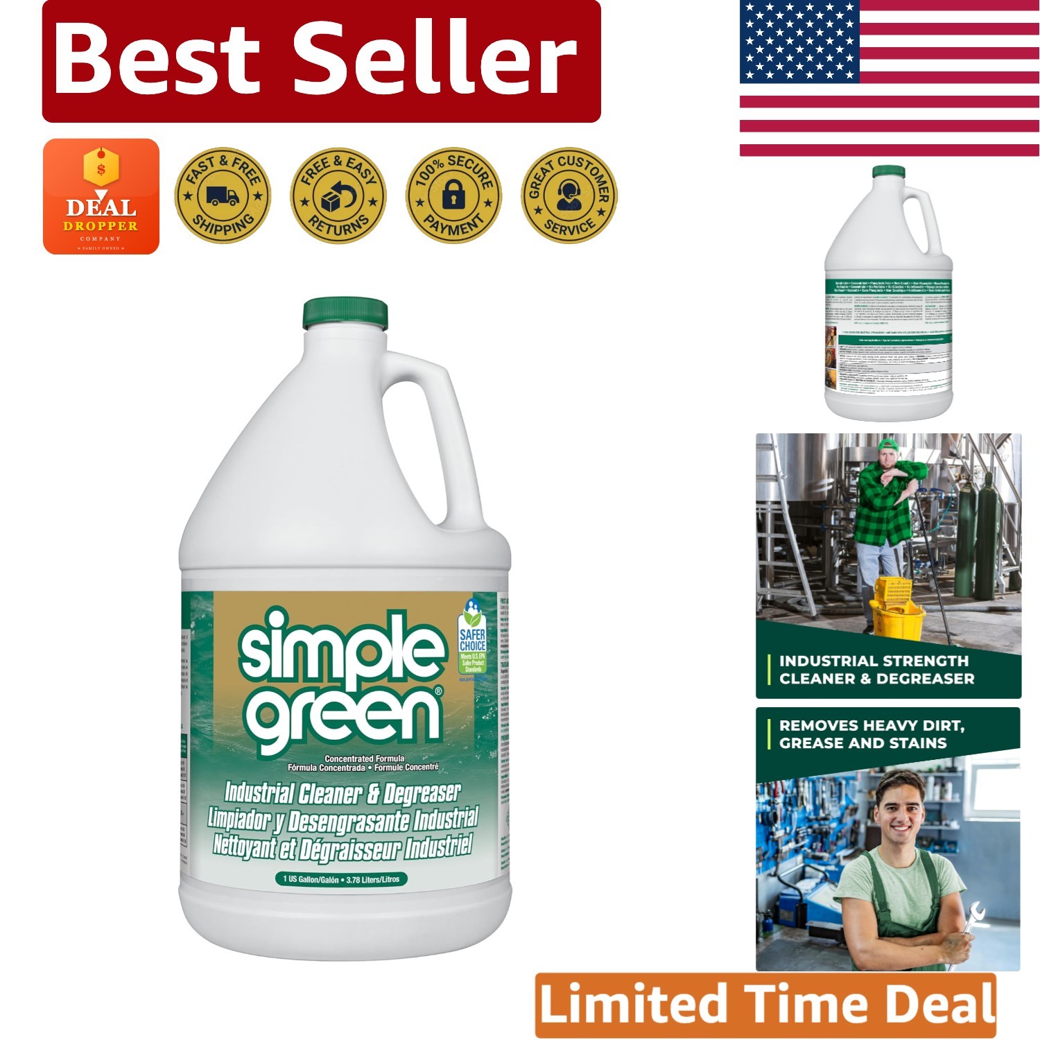 EPA Certified Cleaner & Degreaser, 128 Oz – Nontoxic and Biodegradable Solution