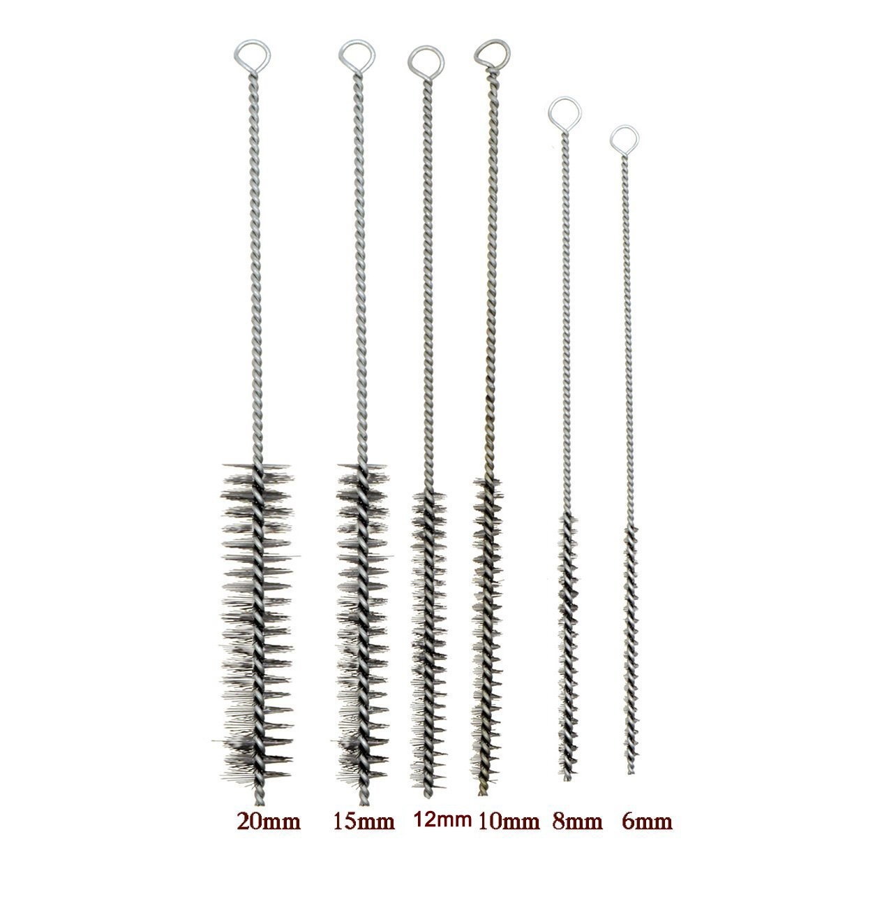 12Pcs Tube Brush Kit Stainless Steel/Brass Round Wire Pipe Cleaner Long-Handl…