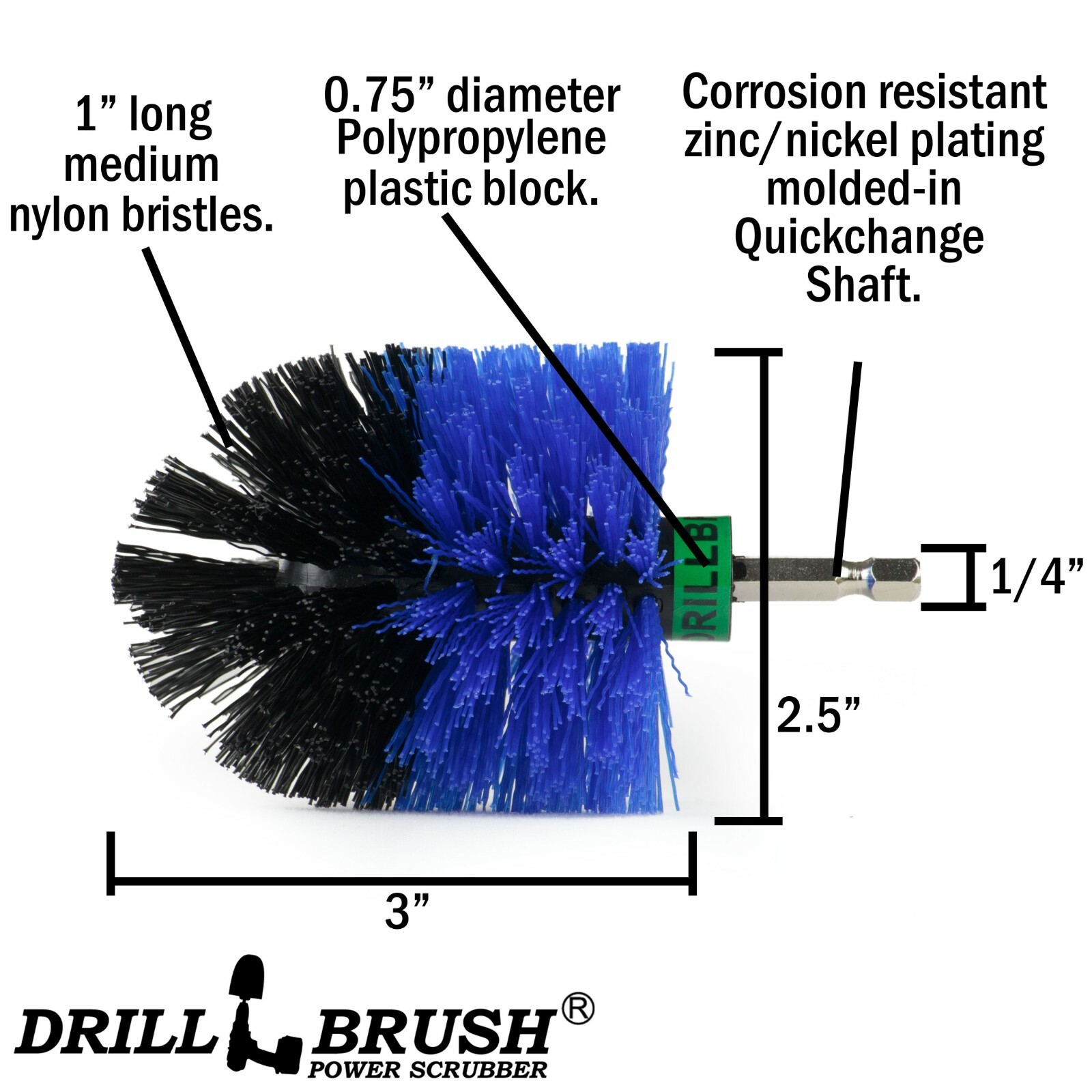 Drill Brush Power Cleaning Attachment for Marine, Boat, Kayak -Hot Tubs and Spas