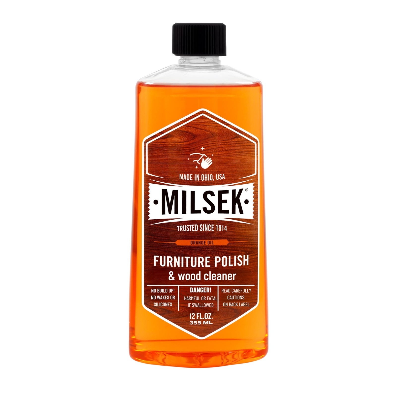 Milsek Orange Furniture Polish and Cleaner 12 Oz Multi Surface Wood Care