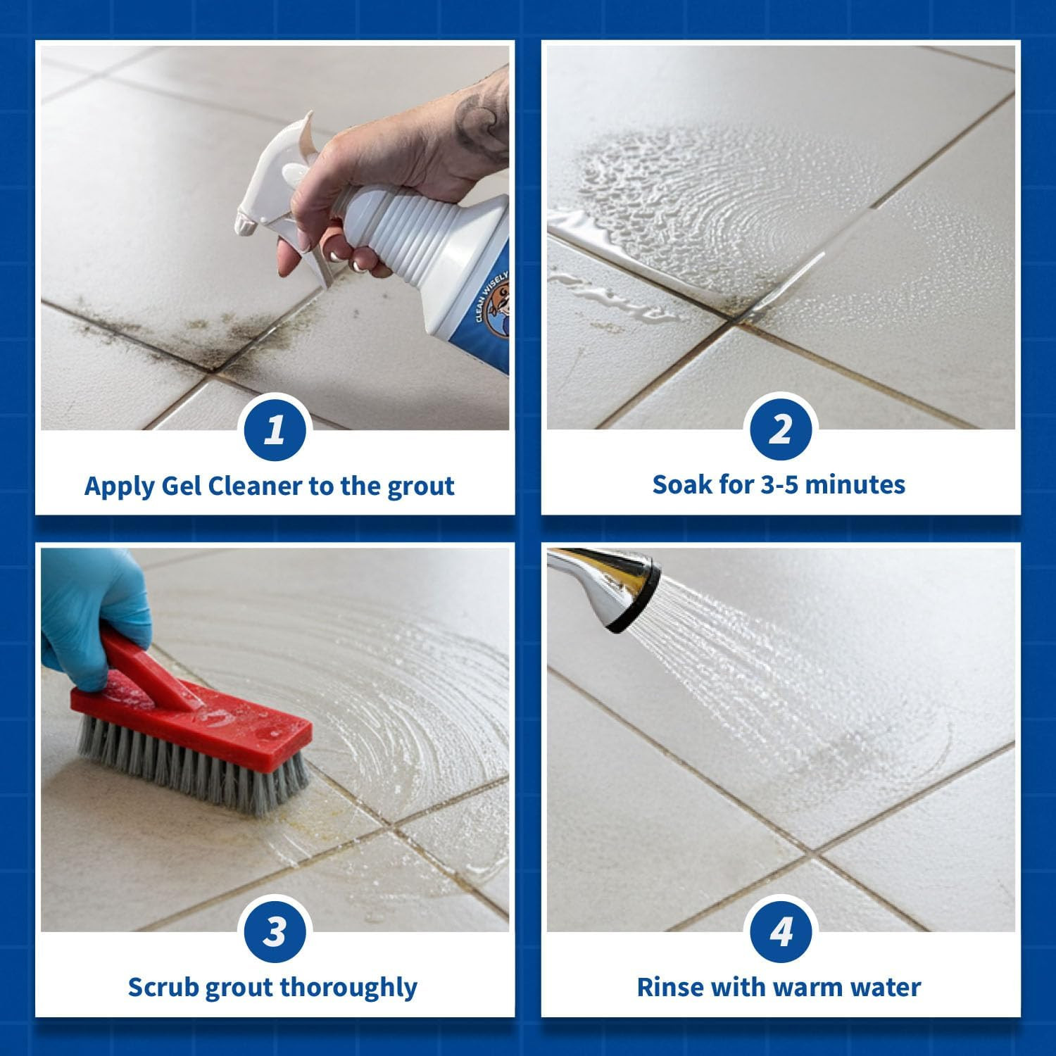 Professional Gel Grout Cleaner Spray, Heavy Duty Tile Grout Cleaner for Tub & Wa