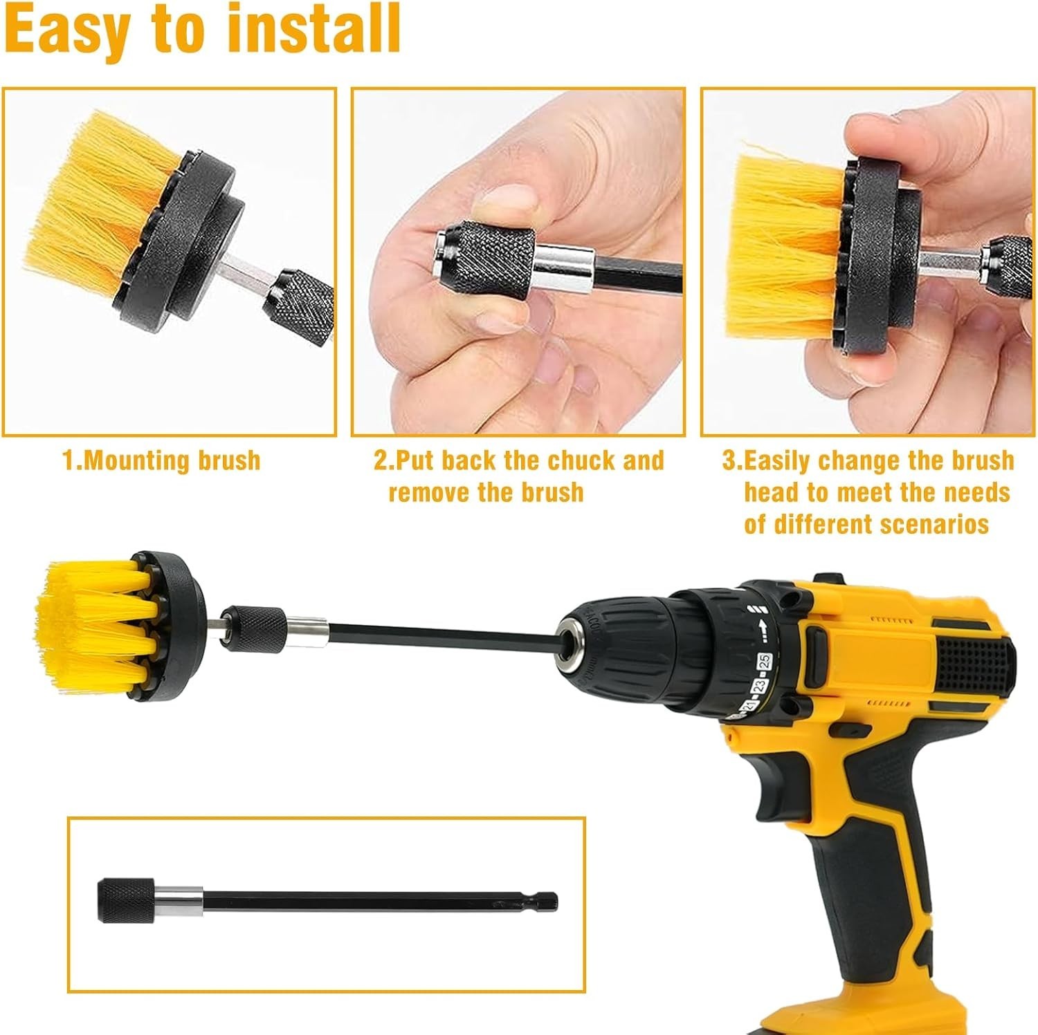 8 Pcs Drill Brush Attachment Set, Power Cleaning Scrub Brush Kit Free Shipping