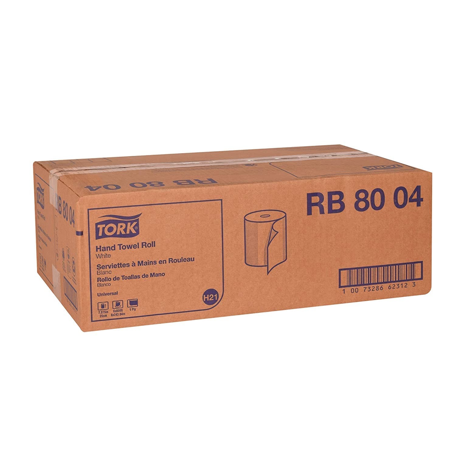 Tork Paper Hand Towel Roll White H21, Universal, 100% Recycled Fiber, 6 Rolls