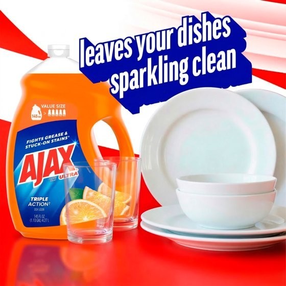Ajax Ultra Triple Action Dishwashing Liquid Dish Soap, Orange Scent, 145 Fluid O