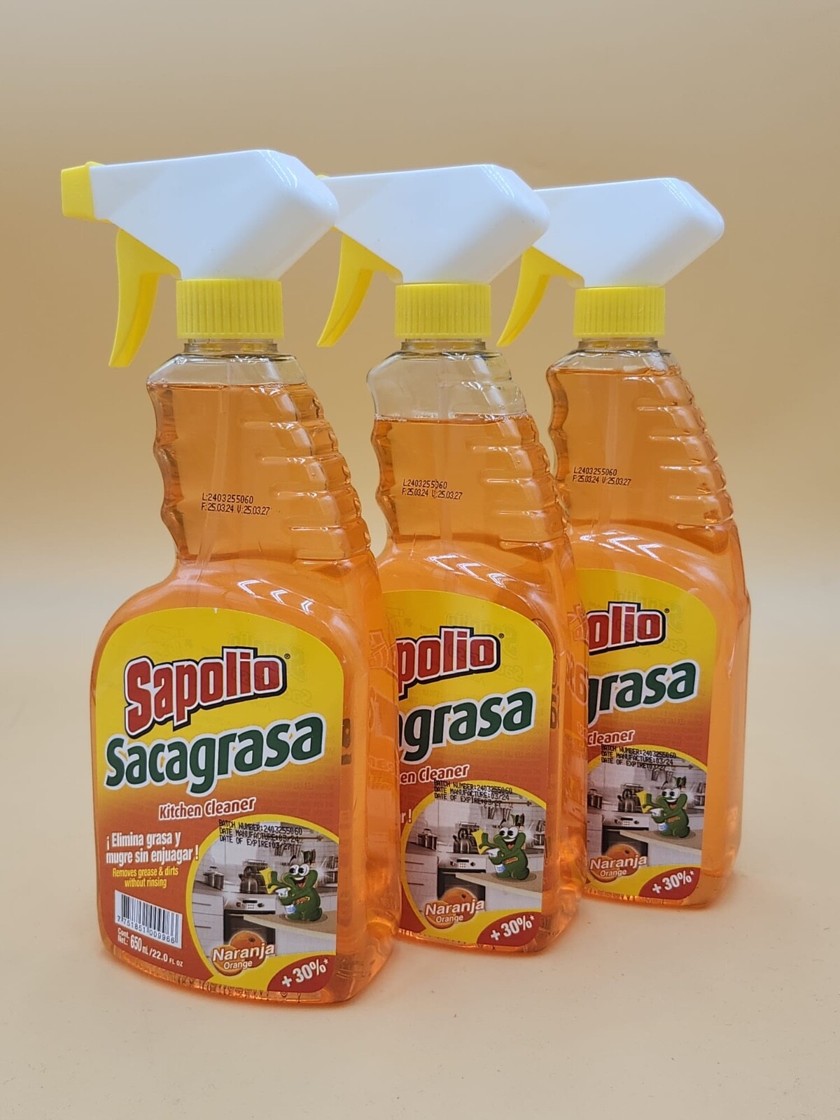 ORANGE GREASE CLEANER SAPOLIO SACAGRASA – 6 PACK (22.7 oz each)