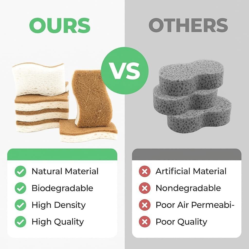 Eco Friendly Biodegradable Kitchen Sponges 12 Pack – Natural Compostable