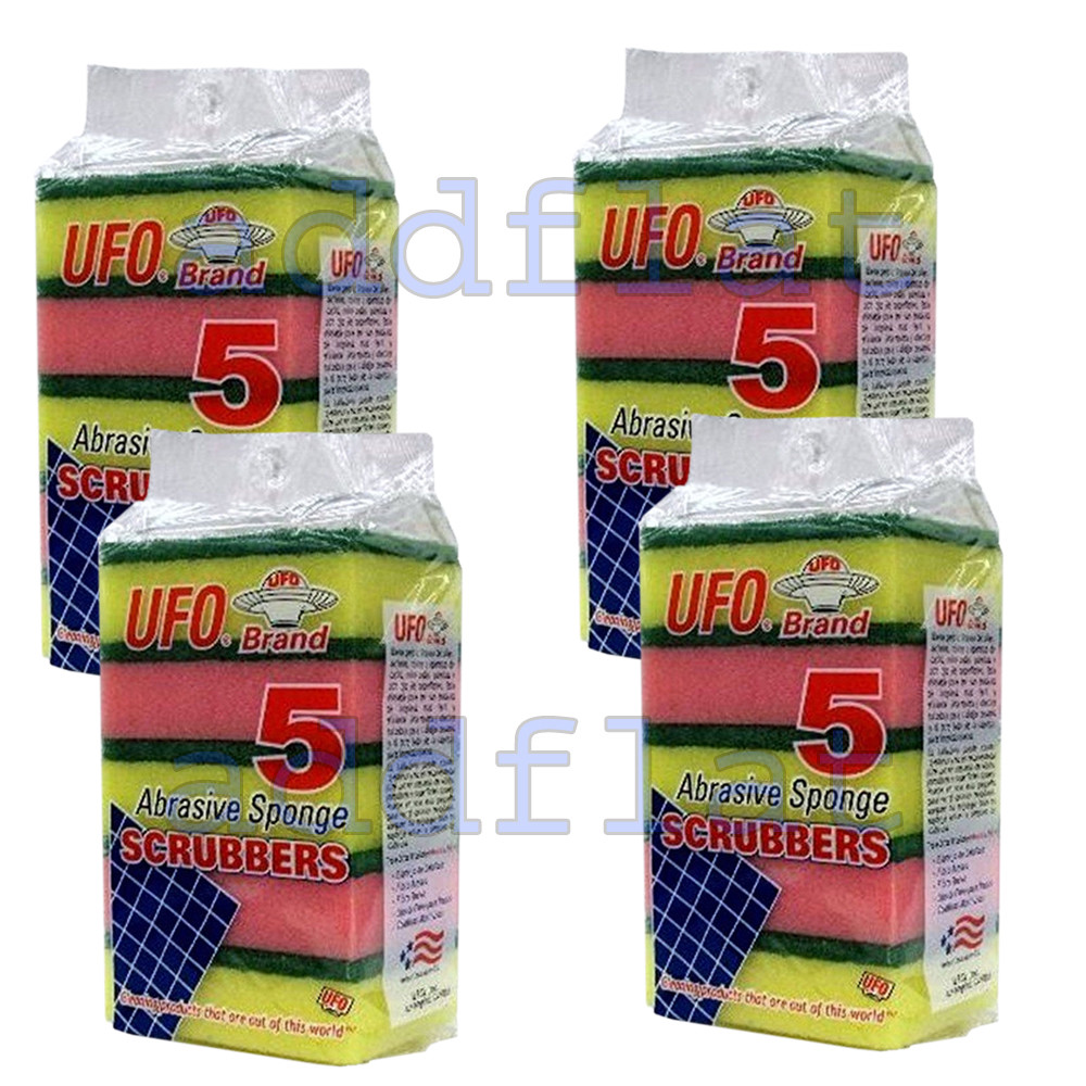 Lot of 20 Yellow Sponge Green Scrubber Scrub Scourer for Wash Clean Dish AD-20