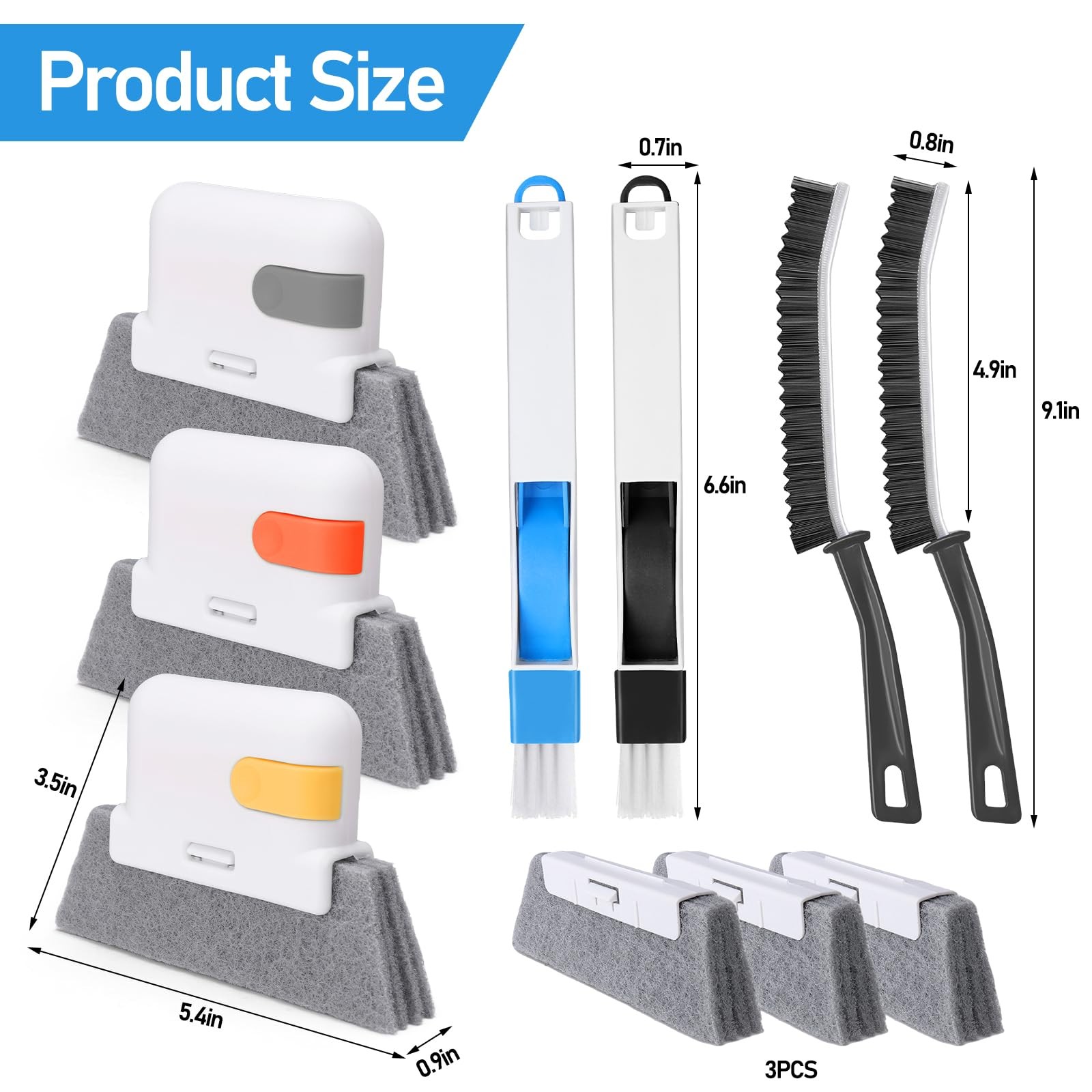 Window Track Cleaner Set, Window Groove Cleaning Brush Tools, 7 Pieces