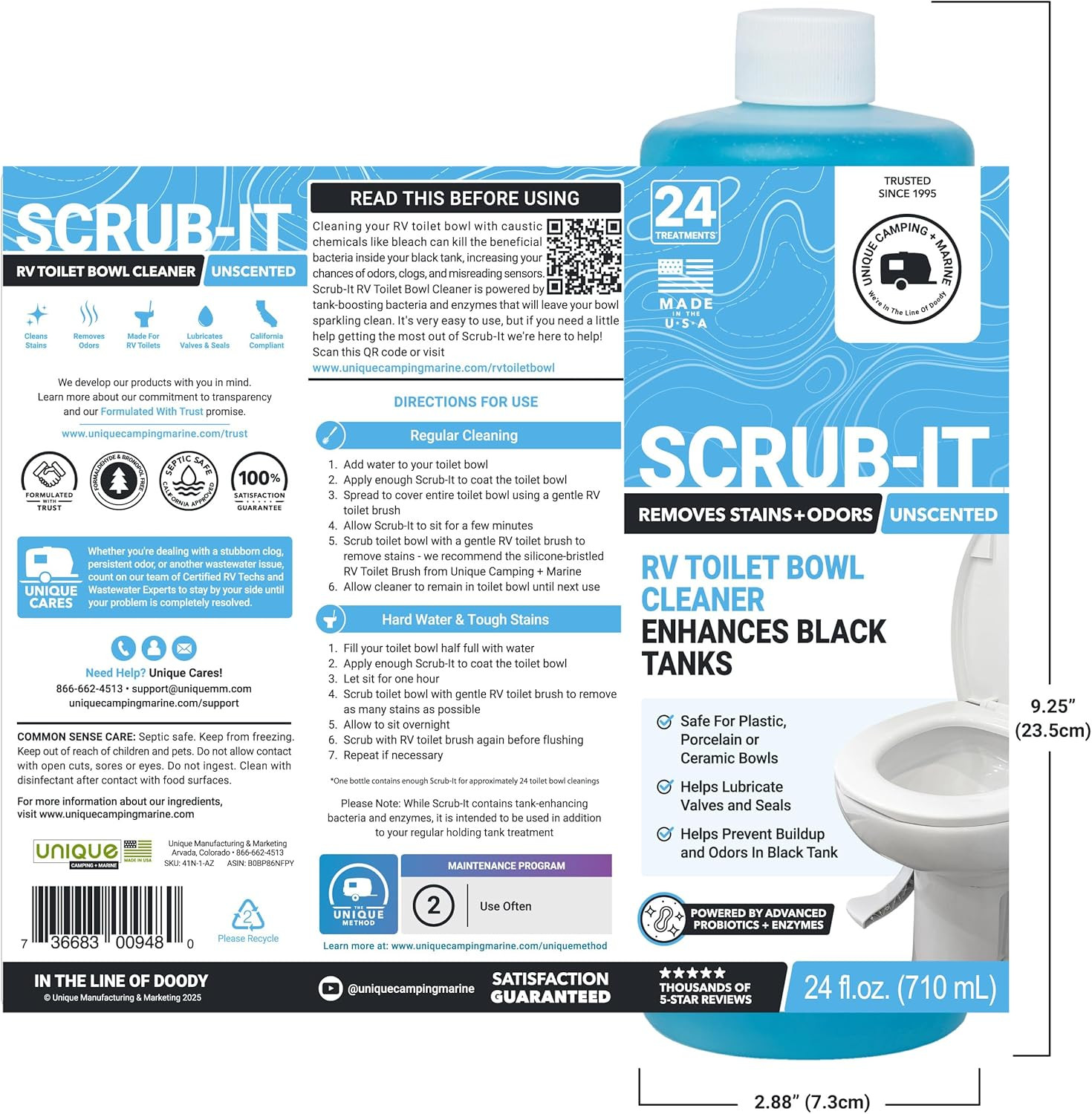 Scrub-It RV Toilet Bowl Cleaner Liquid – RV Toilet Cleaner for Rimless RV Toilet