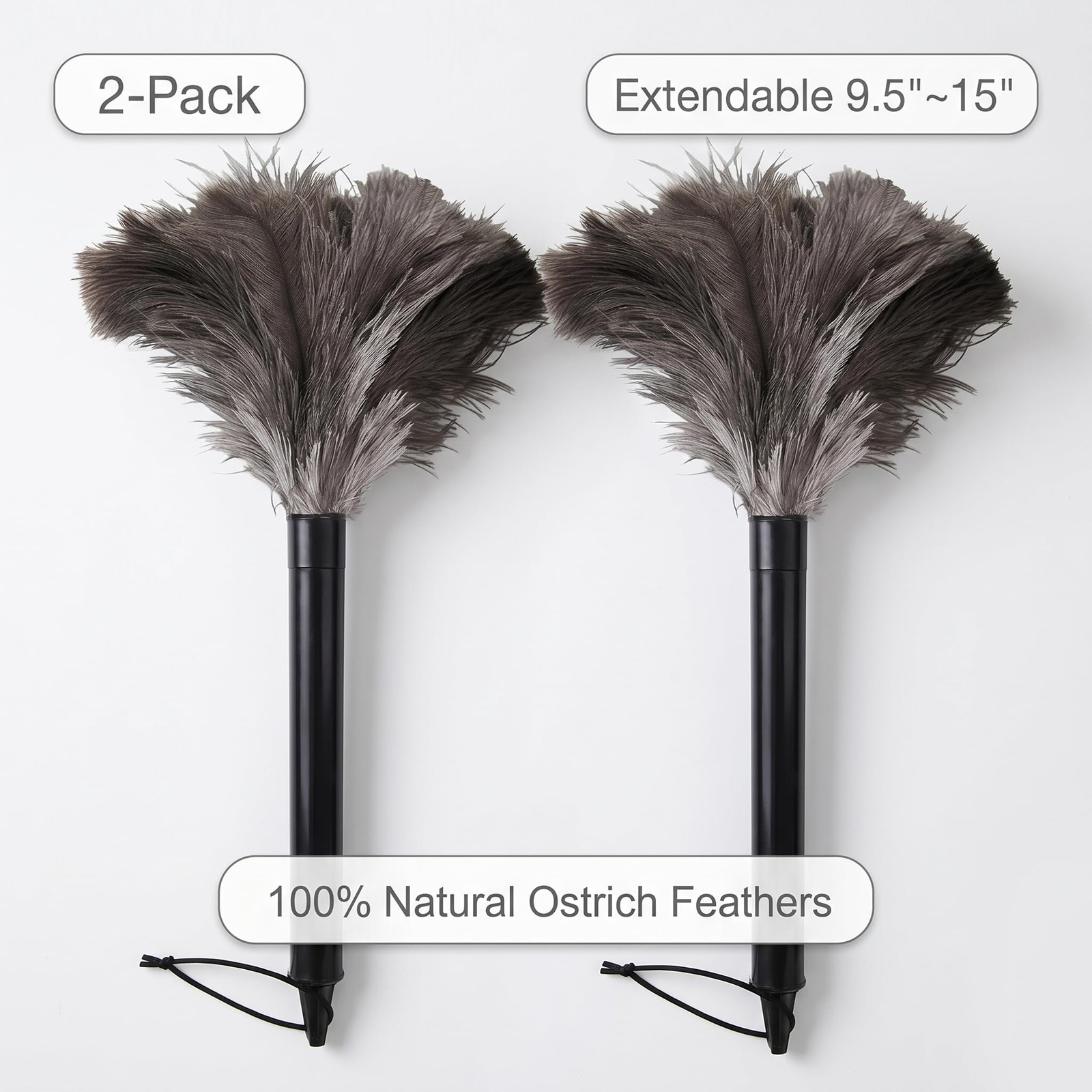 2 Pcs Ostrich Feather Duster Retractable Feather Dusters for Cleaning, Washab…