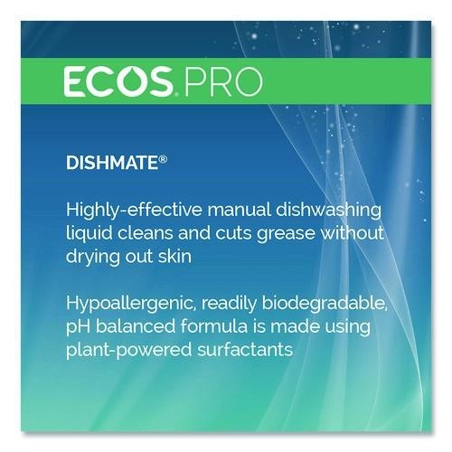 ECOS PRO Dishmate Manual Dish Liquid, Free & Clear, 25 oz Squeeze Bottle, 6/CT
