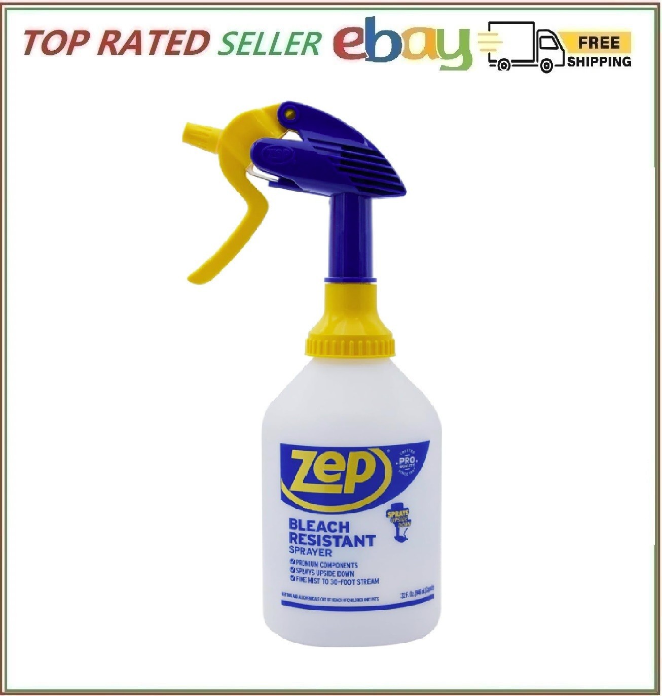 Zep New Bleach Resistant Professional Sprayer 2.0 Bottle 32 Ounces – 30 Foot Spr