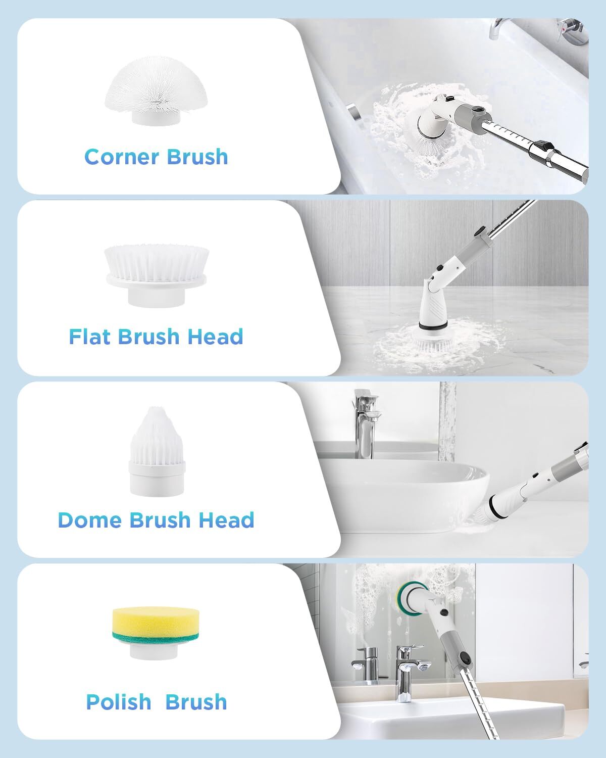 Electric Spin Scrubber Cordless Power Brush Floor Scrubber With Adjustable Exten