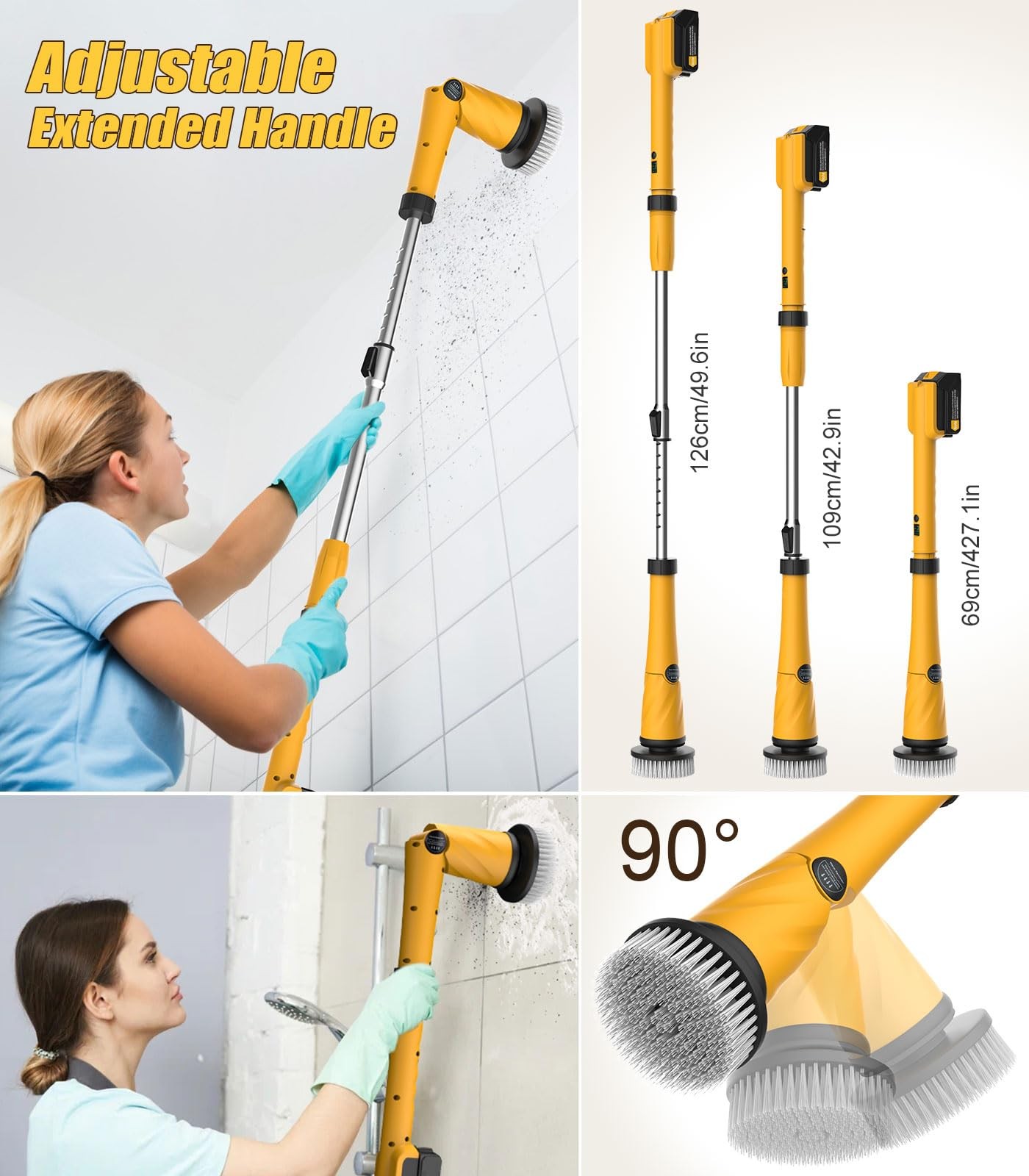Electric Spin Scrubber Extra Large Brush Q3,6000 mAh Best Battery Power Scrub…