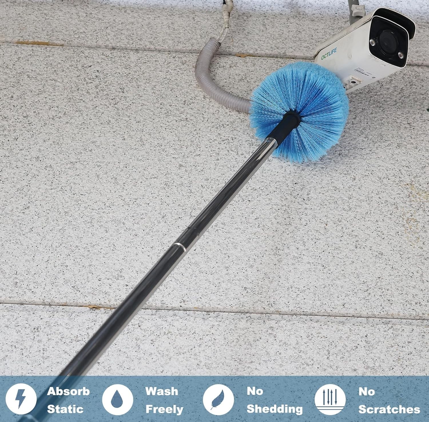 2 Pack Blue Twist-On Cobweb Duster Head Brush – Efficient Indoor & Outdoor Sp…
