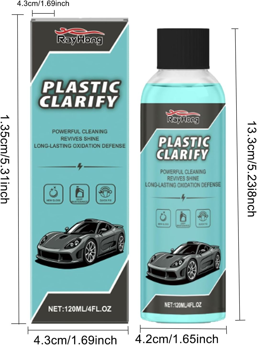 2 Pcs Plastic Clarify, Waterless Spray Wax, All-In-One Detailer For Car Interior