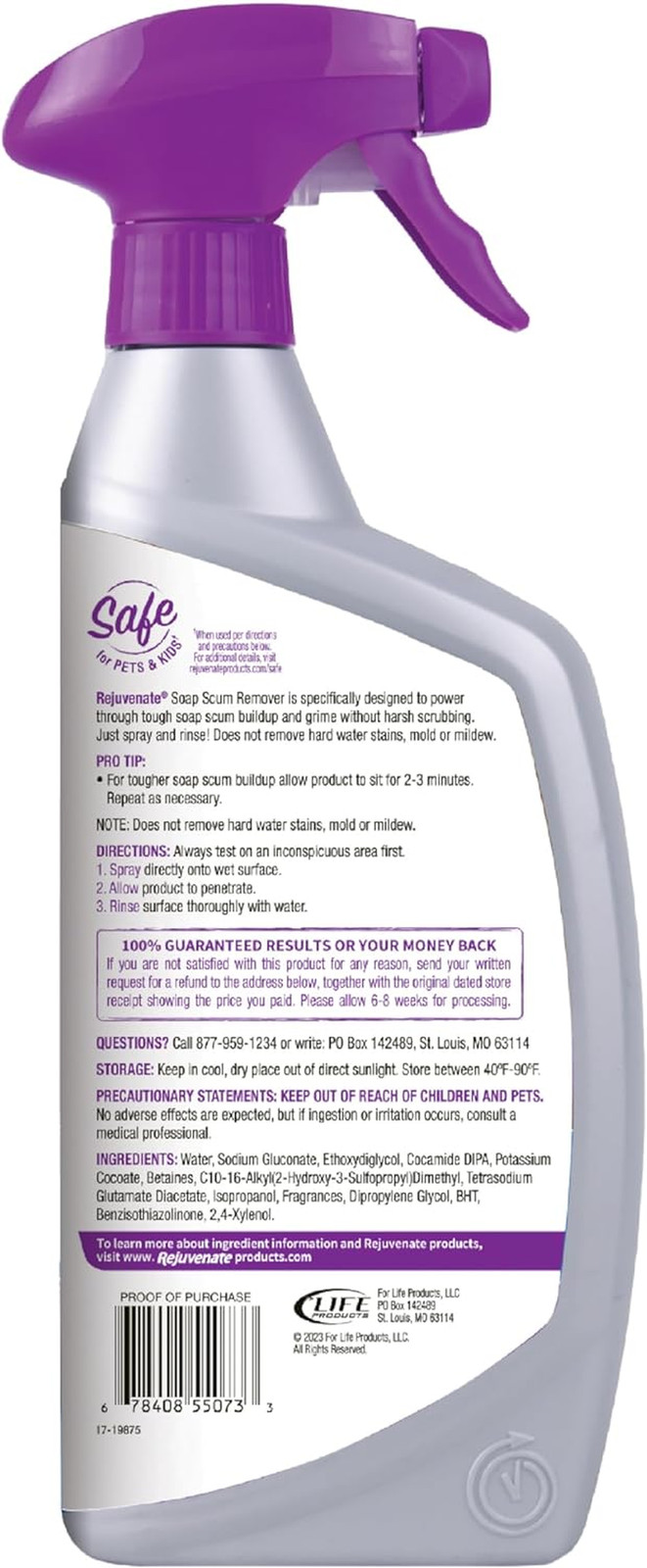 Rejuvenate Scrub Free Soap Scum Remover Shower Glass Door Cleaner Works on Ceram