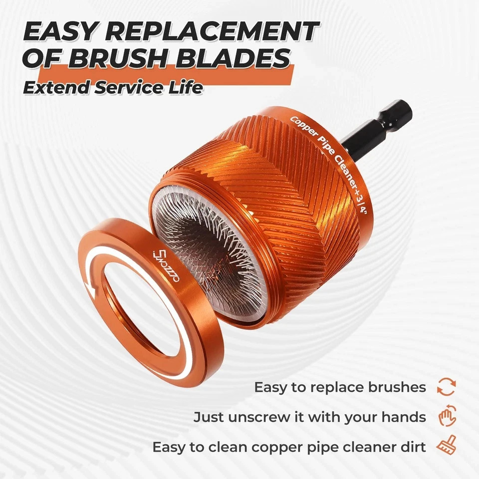 Metal Pipe Cleaner Set – 1/2″, 3/4″, 1″ Copper, Rust & Stain Removal Blades