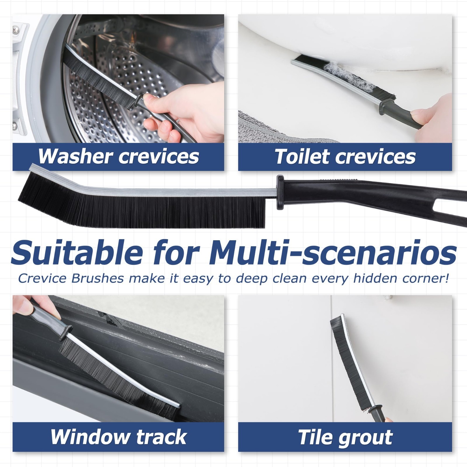 Long Handle Grout Brush – Stiff Bristles for Tile Floors, Shower, Kitchen & Bath