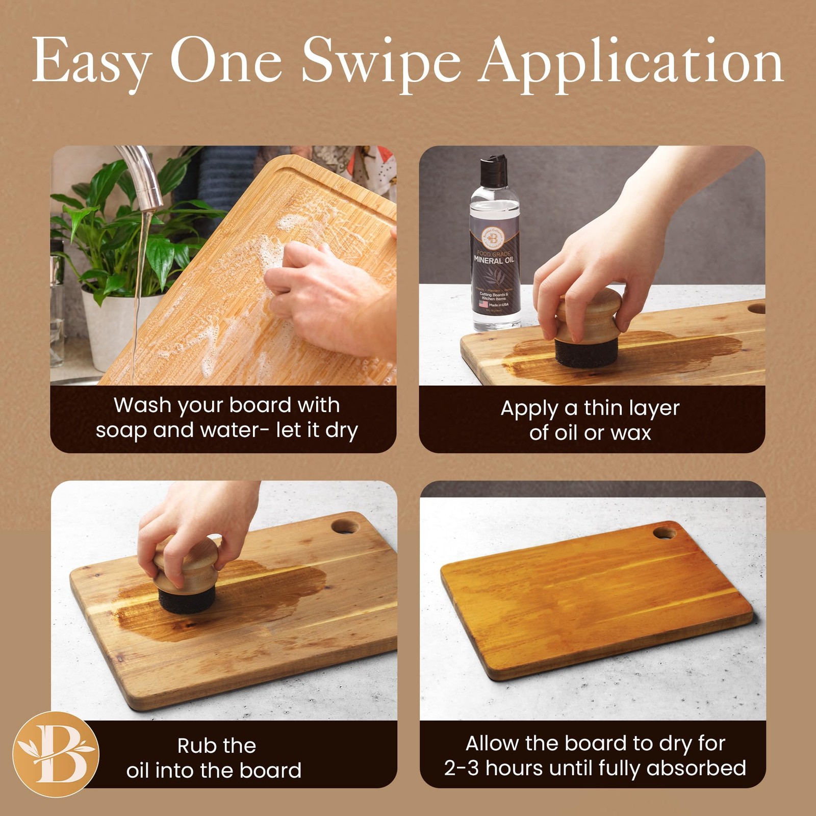 Cutting Board Oil Applicator – Brush for Applying Mineral Oil, Wax, and Wood …