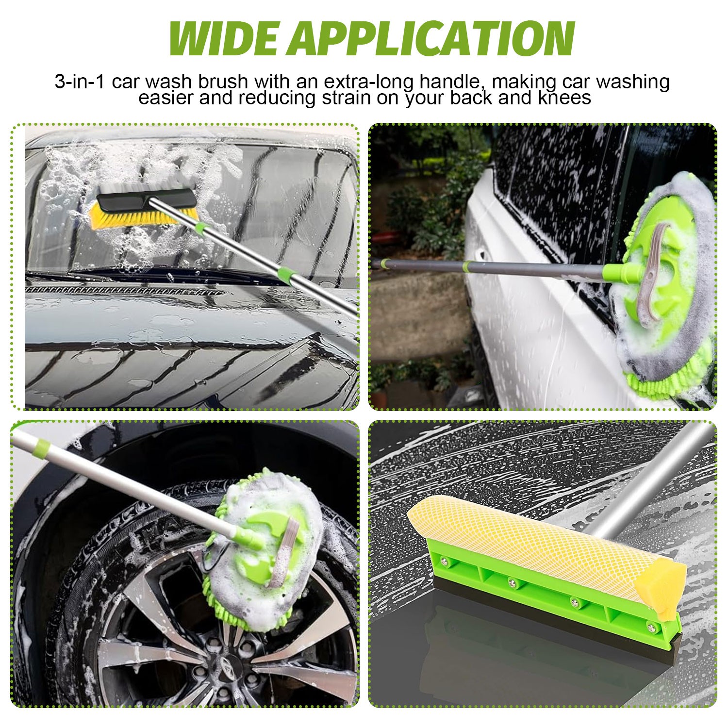 62″ Car Wash Brush with Long Handle, 12PCS for Car RV Truck Boat Wash