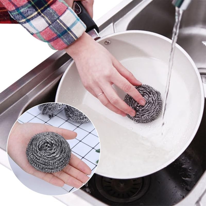6 Pack Stainless Steel Wool Scrubber, Scrubbing Scouring Pad, Steel Wool Scru…