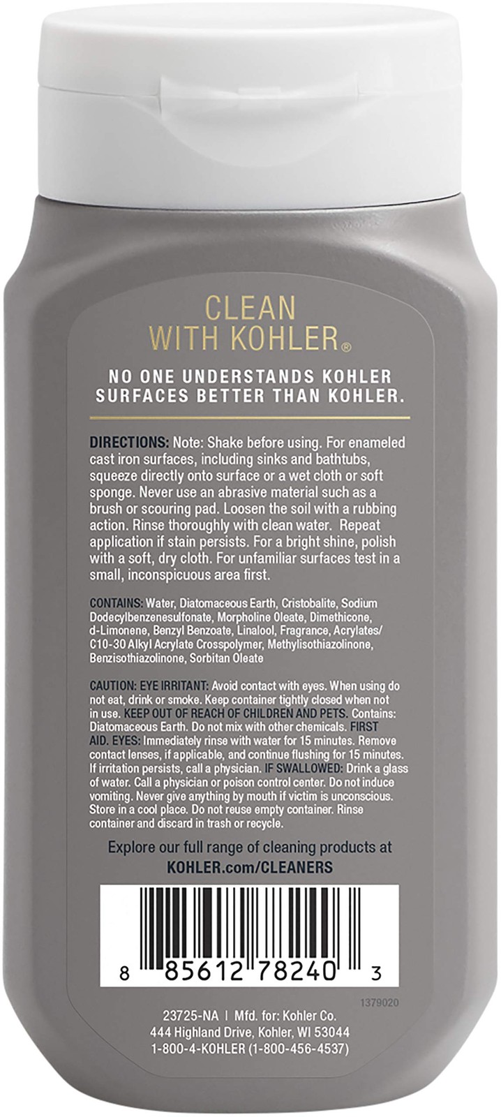 KOHLER K-23725-NA Cast Iron Cleaner, For Kitchen 8 Fl Oz (Pack of 1), cream