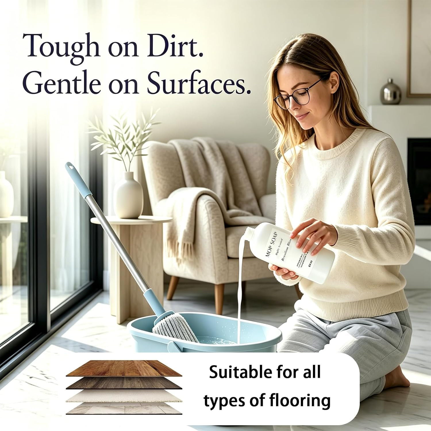 Mop Soap Highly Scented Fragrance, Long Lasting Luxury Floor Cleaner for Hardwoo