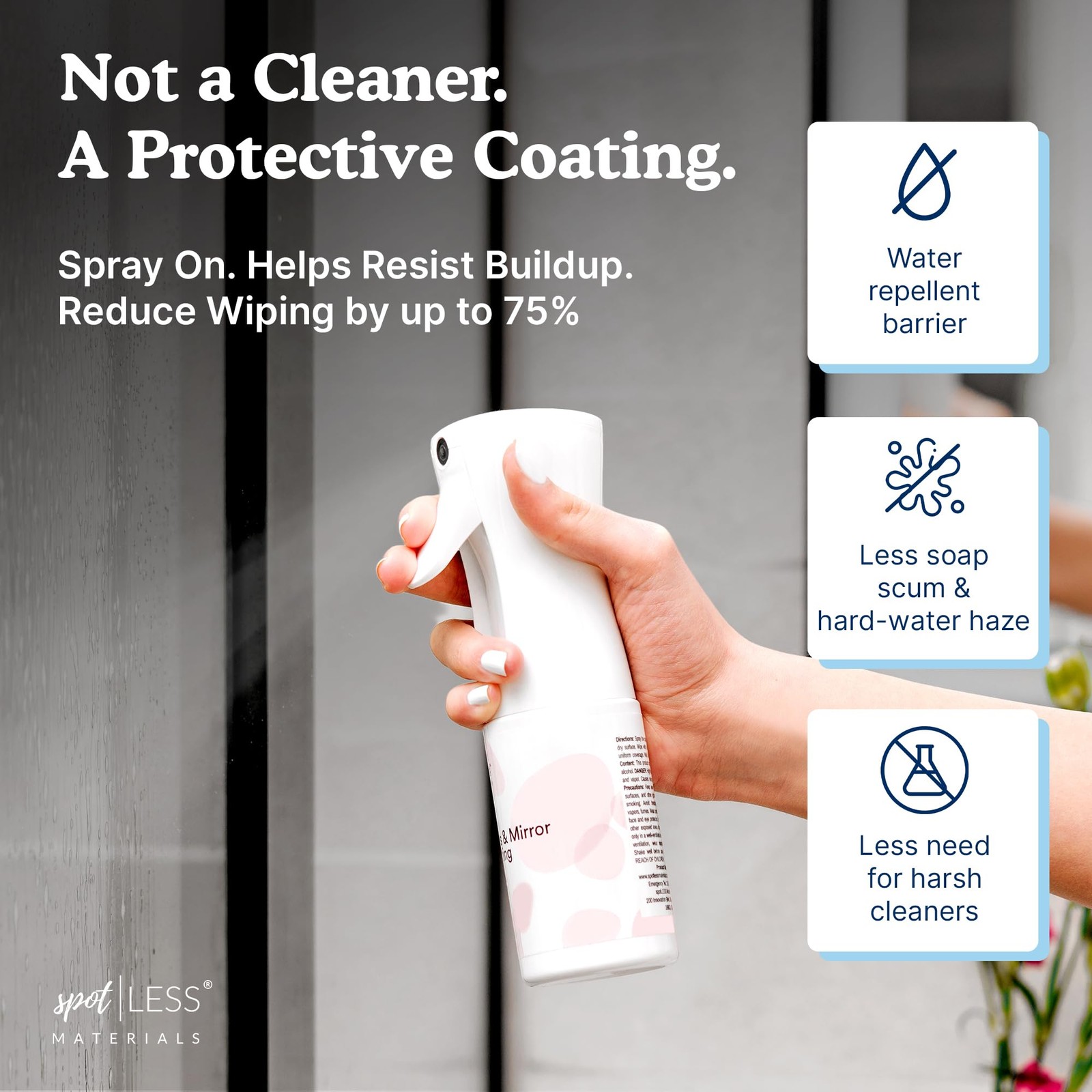 Glass and Mirror Protective Coating Spray, Anti-Residue Barrier for Shower Gl…
