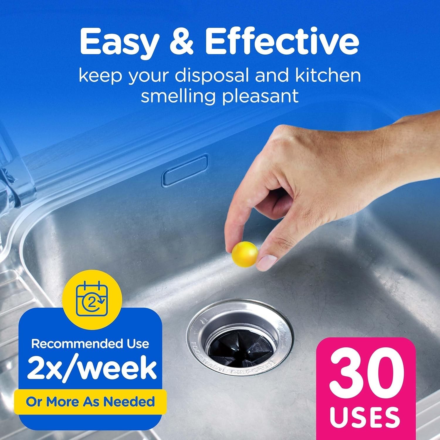 Plink Compac Garbage Disposal Cleaner, Pack of 3, Multi-Color, 30 Count
