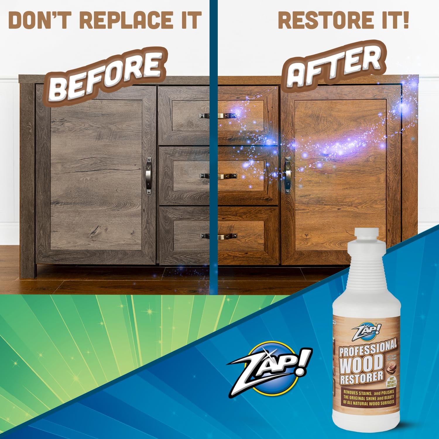 Wood Cleaner and Restorer 32oz Cleans Polishes Cabinets Furniture