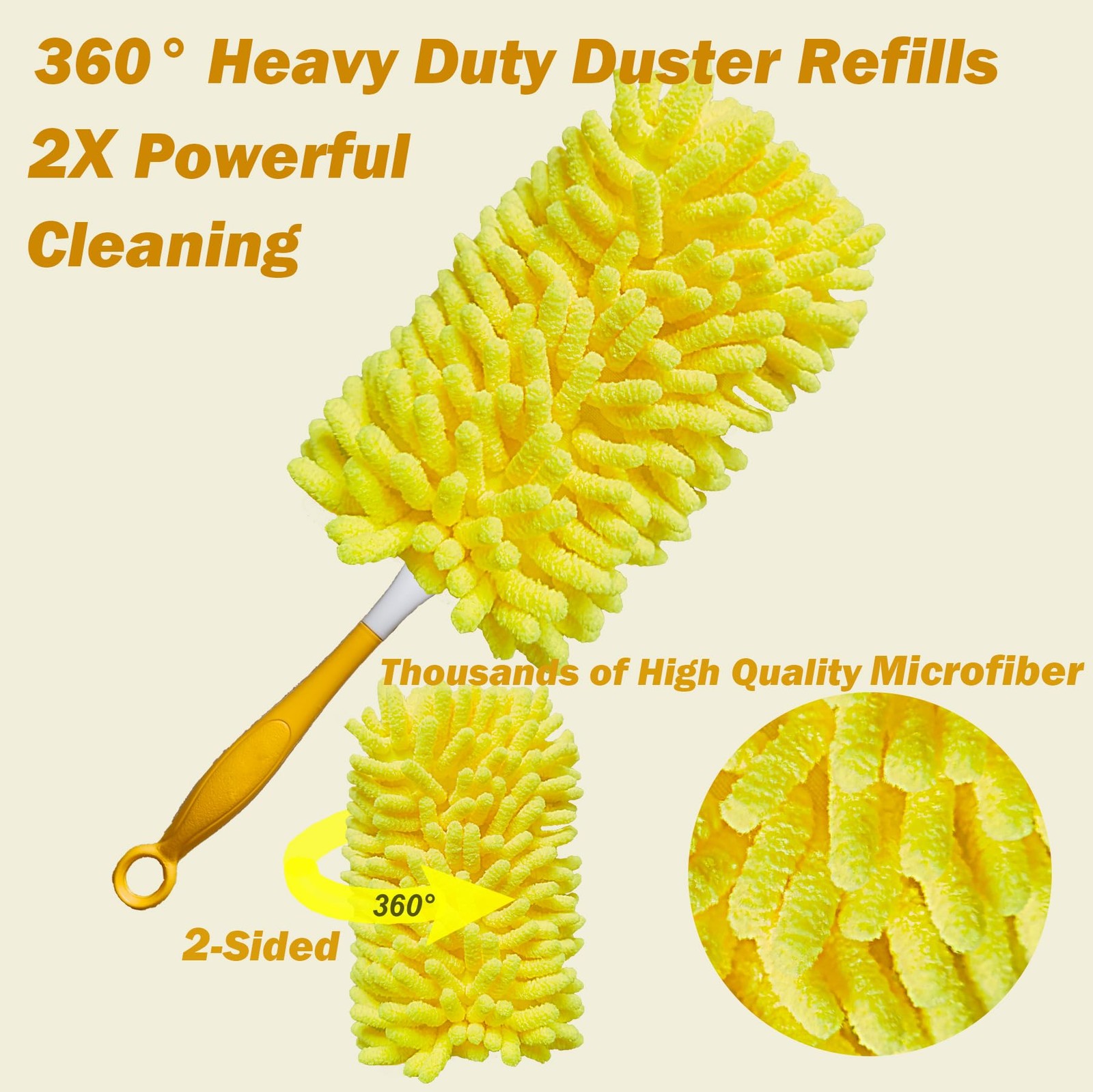 Reusable Duster for Swiffer, 2 Refills +1 Handle, 360 Heavy Duty Duster Refil…