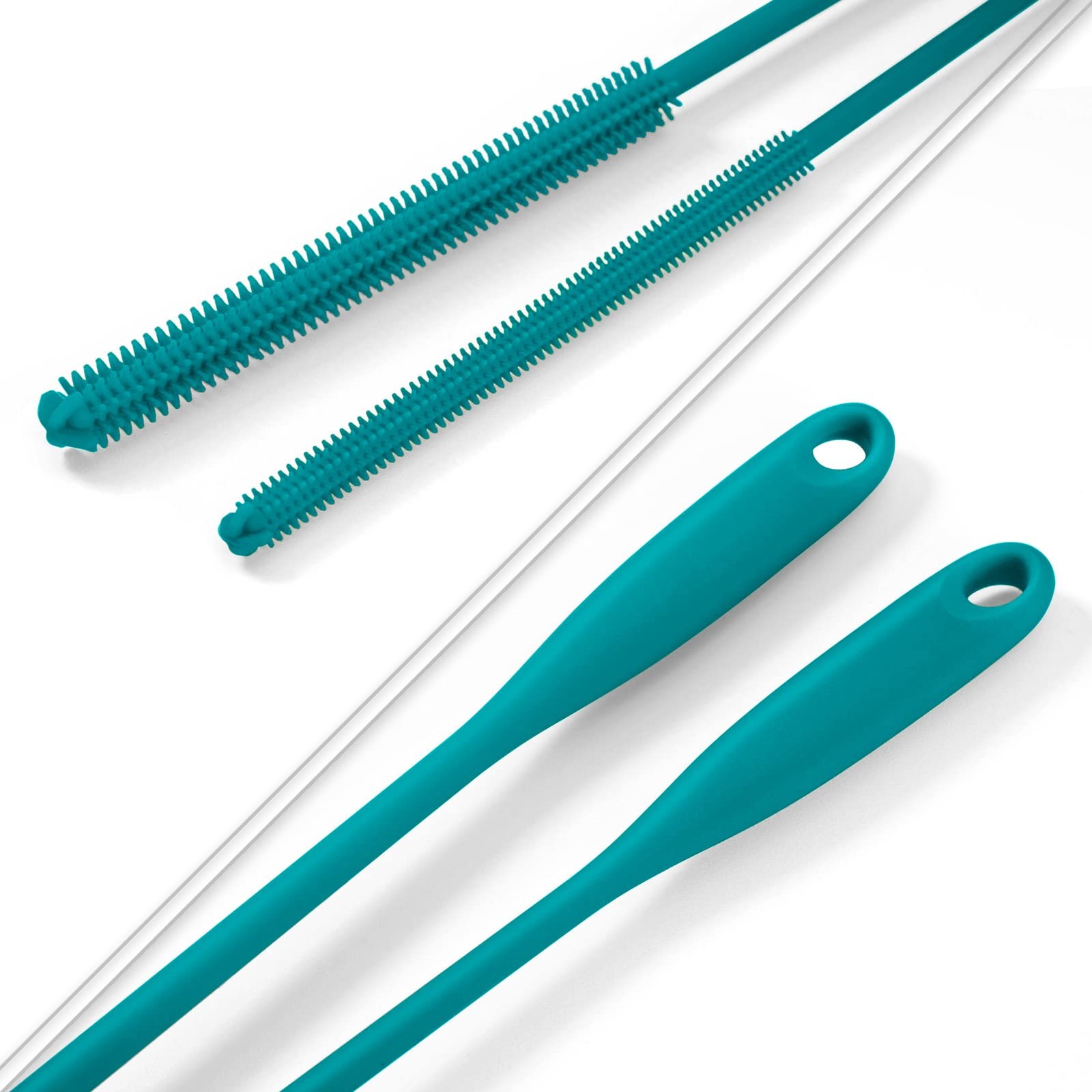 Silicone Straw Brush 4 Pack – (2 Small, 2 Wide) – 10 Inch Reusable Straw Clea…