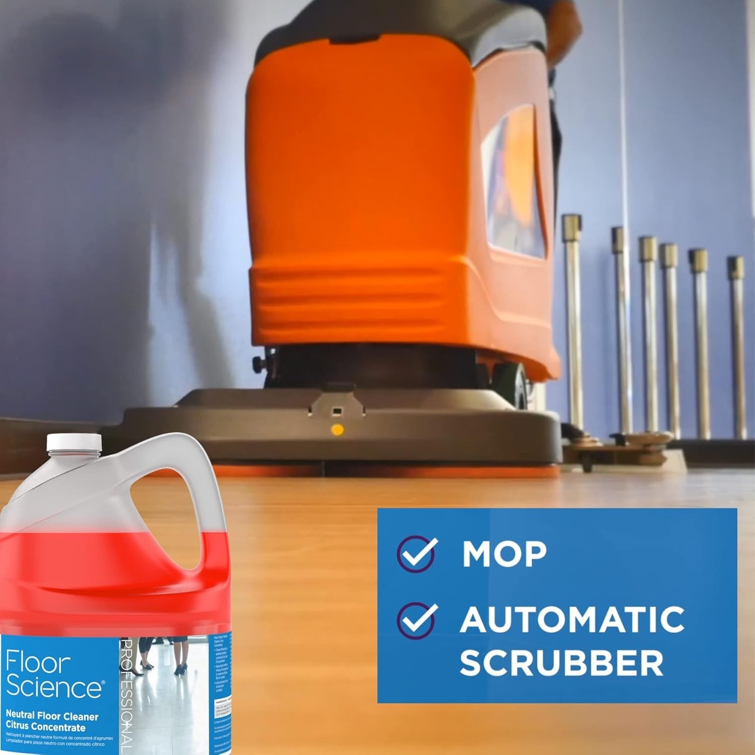 Professional Floor Cleaner 4 Gal pH Neutral Citrus Concentrate Residue Free
