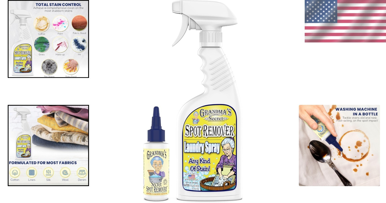 Gentle Fabric Stain Remover Spray – Non-Toxic, Bleach & Chlorine Free DUO
