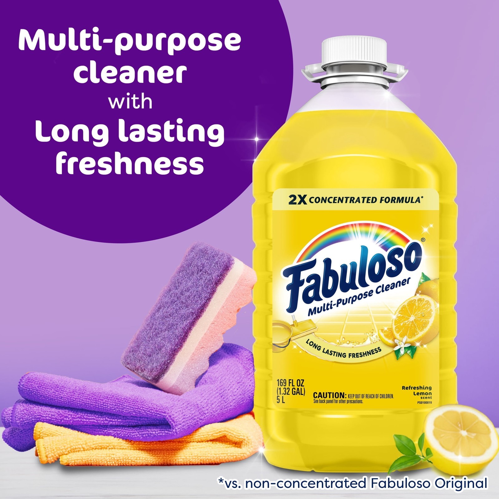 2X Multi-Purpose Cleaner No Rinse Floor Cleaner Refreshing Lemon Scent 169 fl oz