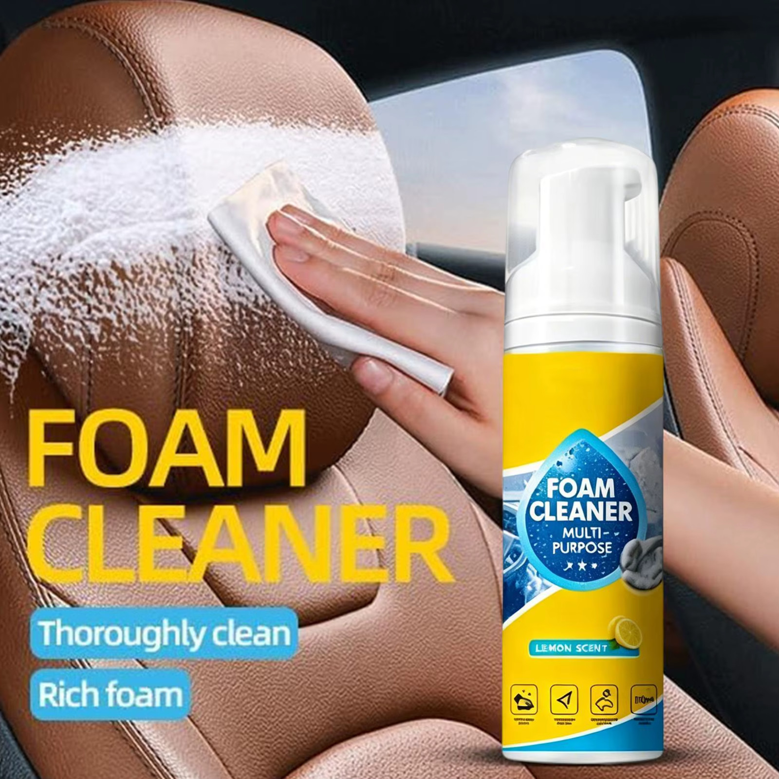 4-in-1 Multi-Enzyme Foam Cleaner, All-Purpose Spray 5oz with Sponge & Towel USA