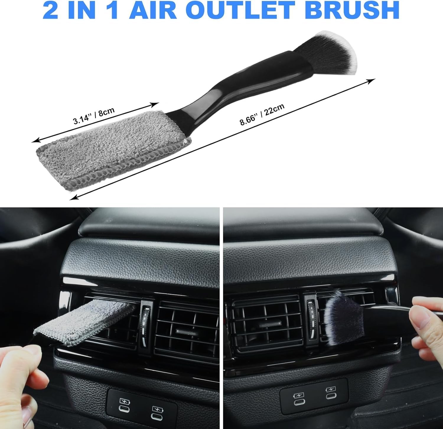 7PCS Car Detailing Brush Set, Ultra Soft Boars Hair Car Interior Detailing Br…